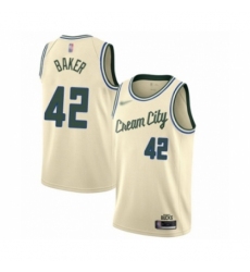 Men's Milwaukee Bucks #42 Vin Baker Swingman Cream Basketball Jersey - 2019 20 City Edition