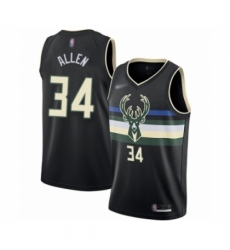 Men's Milwaukee Bucks #34 Ray Allen Authentic Black Finished Basketball Jersey - Statement Edition