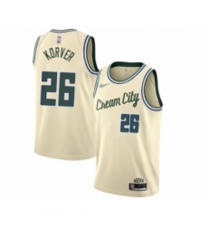 Men's Milwaukee Bucks #26 Kyle Korver Swingman Cream Basketball Jersey - 2019 20 City Edition