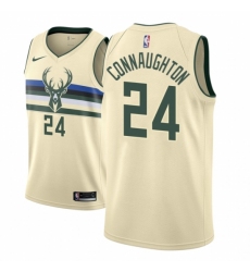 Men NBA 2018-19 Milwaukee Bucks #24 Pat Connaughton City Edition Cream Jersey