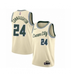 Men's Milwaukee Bucks #24 Pat Connaughton Swingman Cream Basketball Jersey - 2019 20 City Edition