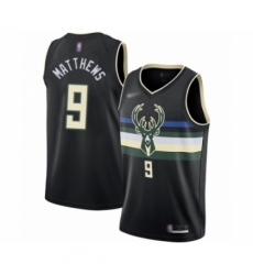 Men's Milwaukee Bucks #9 Wesley Matthews Authentic Black Finished Basketball Jersey - Statement Edition