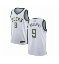 Men's Milwaukee Bucks #9 Wesley Matthews Authentic White Basketball Jersey - Association Edition
