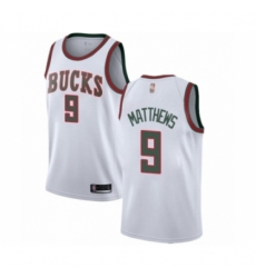 Men's Milwaukee Bucks #9 Wesley Matthews Authentic White Fashion Hardwood Classics Basketball Jersey