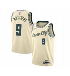 Men's Milwaukee Bucks #9 Wesley Matthews Swingman Cream Basketball Jersey - 2019 20 City Edition