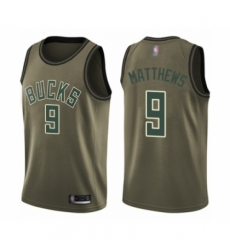 Men's Milwaukee Bucks #9 Wesley Matthews Swingman Green Salute to Service Basketball Jersey