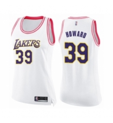 Women's Los Angeles Lakers #39 Dwight Howard Swingman White Pink Fashion Basketball Jersey