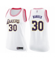Women's Los Angeles Lakers #30 Troy Daniels Swingman White Pink Fashion Basketball Jersey