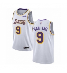 Men's Los Angeles Lakers #9 Nick Van Exel Authentic White Basketball Jerseys - Association Edition