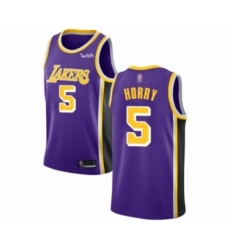 Men's Los Angeles Lakers #5 Robert Horry Authentic Purple Basketball Jerseys - Icon Edition