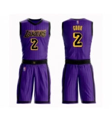 Youth Los Angeles Lakers #2 Quinn Cook Swingman Purple Basketball Suit Jersey - City Edition
