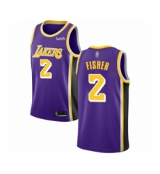 Men's Los Angeles Lakers #2 Derek Fisher Authentic Purple Basketball Jerseys - Icon Edition
