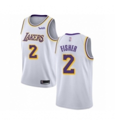 Men's Los Angeles Lakers #2 Derek Fisher Authentic White Basketball Jerseys - Association Edition