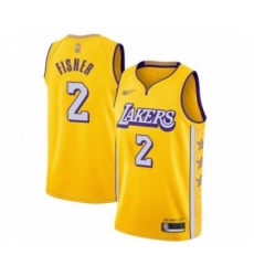 Youth Los Angeles Lakers #2 Derek Fisher Swingman Gold Basketball Jersey - 2019 20 City Edition