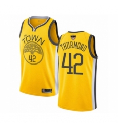 Men's Golden State Warriors #42 Nate Thurmond Yellow Swingman 2019 Basketball Finals Bound Jersey - Earned Edition