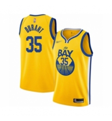 Men's Golden State Warriors #35 Kevin Durant Authentic Gold Finished Basketball Jersey - Statement Edition