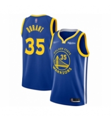 Men's Golden State Warriors #35 Kevin Durant Authentic Royal Finished Basketball Jersey - Icon Edition