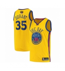 Men's Golden State Warriors #35 Kevin Durant Swingman Gold 2019 Basketball Finals Bound Basketball Jersey - City Edition