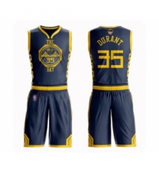 Men's Golden State Warriors #35 Kevin Durant Swingman Navy Blue Basketball Suit 2019 Basketball Finals Bound Jersey - City Edition