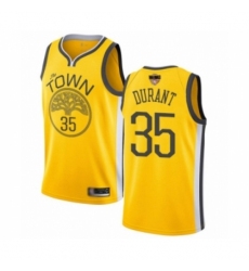 Men's Golden State Warriors #35 Kevin Durant Yellow Swingman 2019 Basketball Finals Bound Jersey - Earned Edition