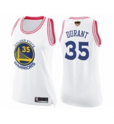 Women's Golden State Warriors #35 Kevin Durant Swingman White Pink Fashion 2019 Basketball Finals Bound Basketball Jersey