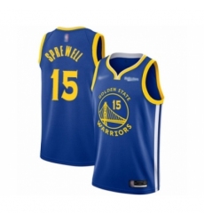 Men's Golden State Warriors #15 Latrell Sprewell Authentic Royal Finished Basketball Jersey - Icon Edition