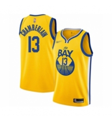 Men's Golden State Warriors #13 Wilt Chamberlain Authentic Gold Finished Basketball Jersey - Statement Edition