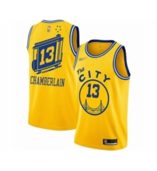 Men's Golden State Warriors #13 Wilt Chamberlain Authentic Gold Hardwood Classics Basketball Jersey - The City Classic Edition