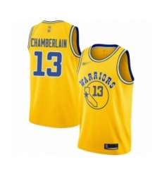 Men's Golden State Warriors #13 Wilt Chamberlain Authentic Gold Hardwood Classics Basketball Jersey