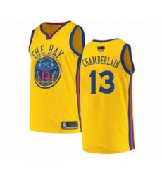 Men's Golden State Warriors #13 Wilt Chamberlain Swingman Gold 2019 Basketball Finals Bound Basketball Jersey - City Edition