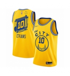 Men's Golden State Warriors #10 Jacob Evans Authentic Gold Hardwood Classics Basketball Jersey - The City Classic Edition