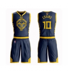 Men's Golden State Warriors #10 Jacob Evans Swingman Navy Blue Basketball Suit 2019 Basketball Finals Bound Jersey - City Edition
