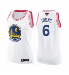 Women's Golden State Warriors #6 Nick Young Swingman White Pink Fashion 2019 Basketball Finals Bound Basketball Jersey