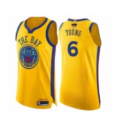 Youth Golden State Warriors #6 Nick Young Swingman Gold 2019 Basketball Finals Bound Basketball Jersey - City Edition