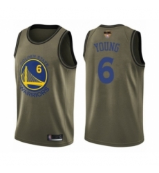 Youth Golden State Warriors #6 Nick Young Swingman Green Salute to Service 2019 Basketball Finals Bound Basketball Jersey