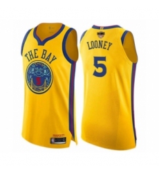 Women's Golden State Warriors #5 Kevon Looney Swingman Gold 2019 Basketball Finals Bound Basketball Jersey - City Edition