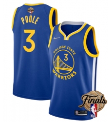 Mens Golden State Warriors #3 Jordan Poole 2022 Royal NBA Finals Stitched Jersey