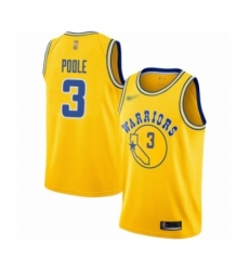 Men's Golden State Warriors #3 Jordan Poole Authentic Gold Hardwood Classics Basketball Jersey