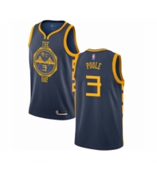 Men's Golden State Warriors #3 Jordan Poole Authentic Navy Blue Basketball Jersey - City Edition