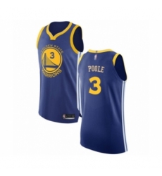 Men's Golden State Warriors #3 Jordan Poole Authentic Royal Blue Basketball Jersey - Icon Edition