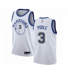 Men's Golden State Warriors #3 Jordan Poole Authentic White Hardwood Classics Basketball Jersey