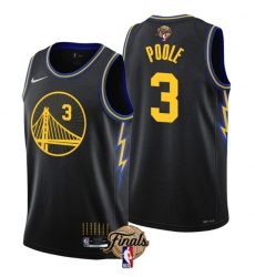 Men's Golden State Warriors #3 Jordan Poole Black 2022 Finals Stitched Jersey