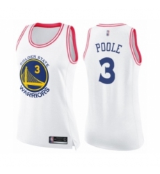 Women's Golden State Warriors #3 Jordan Poole Swingman White Pink Fashion Basketball Jerse