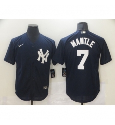 Men's New York Yankees #7 Mickey Mantle Authentic Navy Blue Nike MLB Jersey