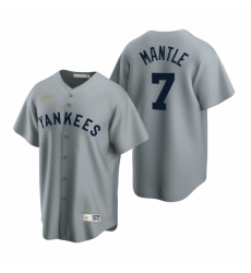 Men's Nike New York Yankees #7 Mickey Mantle Gray Cooperstown Collection Road Stitched Baseball Jersey