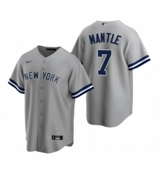 Men's Nike New York Yankees #7 Mickey Mantle Gray Road Stitched Baseball Jersey