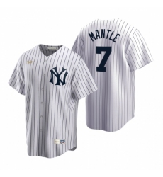 Men's Nike New York Yankees #7 Mickey Mantle White Cooperstown Collection Home Stitched Baseball Jersey