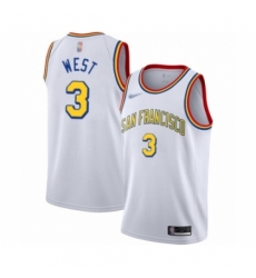 Men's Golden State Warriors #3 David West Authentic White Hardwood Classics Basketball Jersey - San Francisco Classic Edition