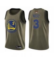 Men's Golden State Warriors #3 David West Swingman Green Salute to Service 2019 Basketball Finals Bound Basketball Jersey