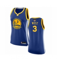 Women's Golden State Warriors #3 David West Swingman Royal Blue 2019 Basketball Finals Bound Basketball Jersey - Icon Edition